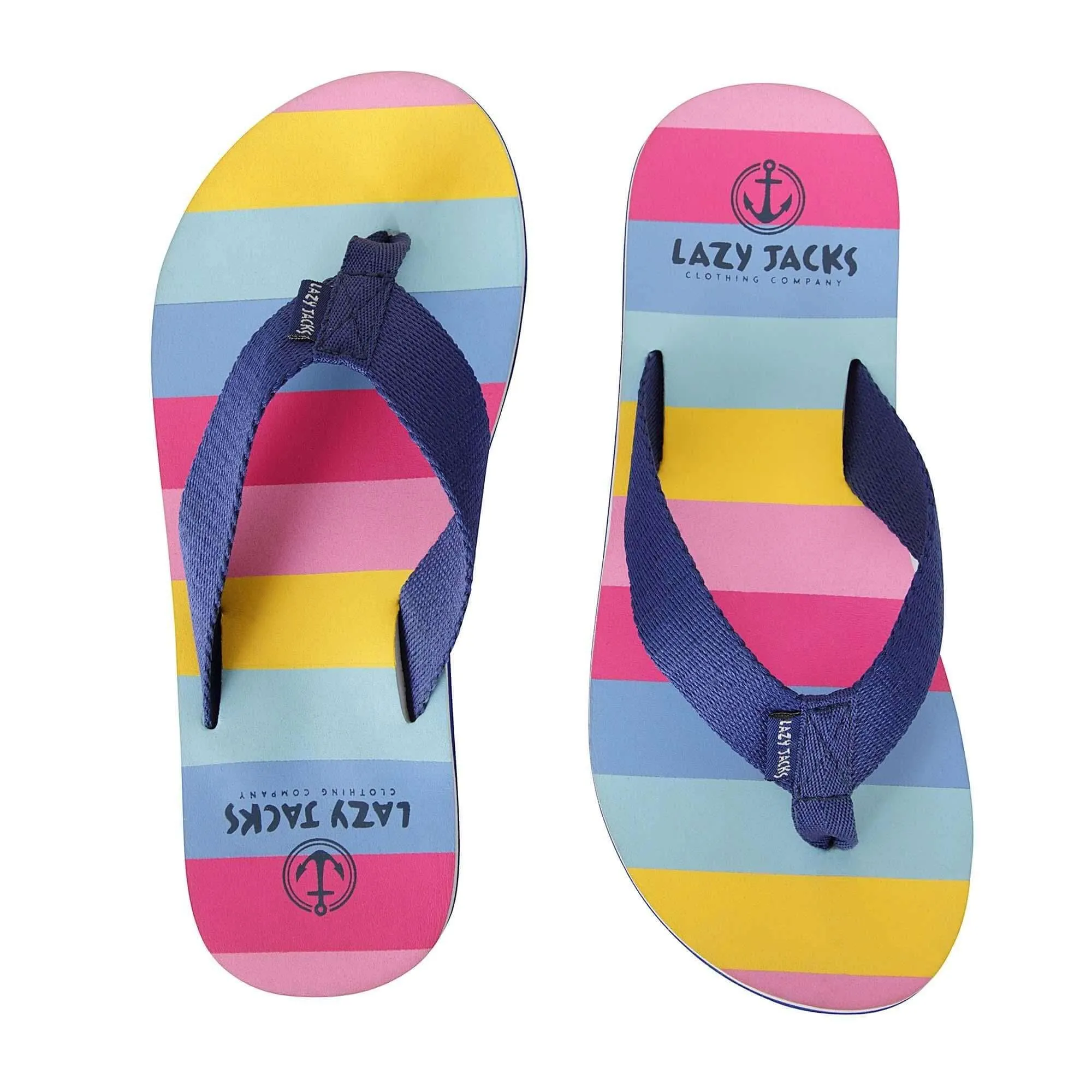 Lazy Jacks Clothing - Bright Rose Multi Flip Flops