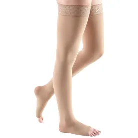 Medi Comfort 30-40mmHg Open Toe Thigh Length w/Lace Silicone Top Band - Petite