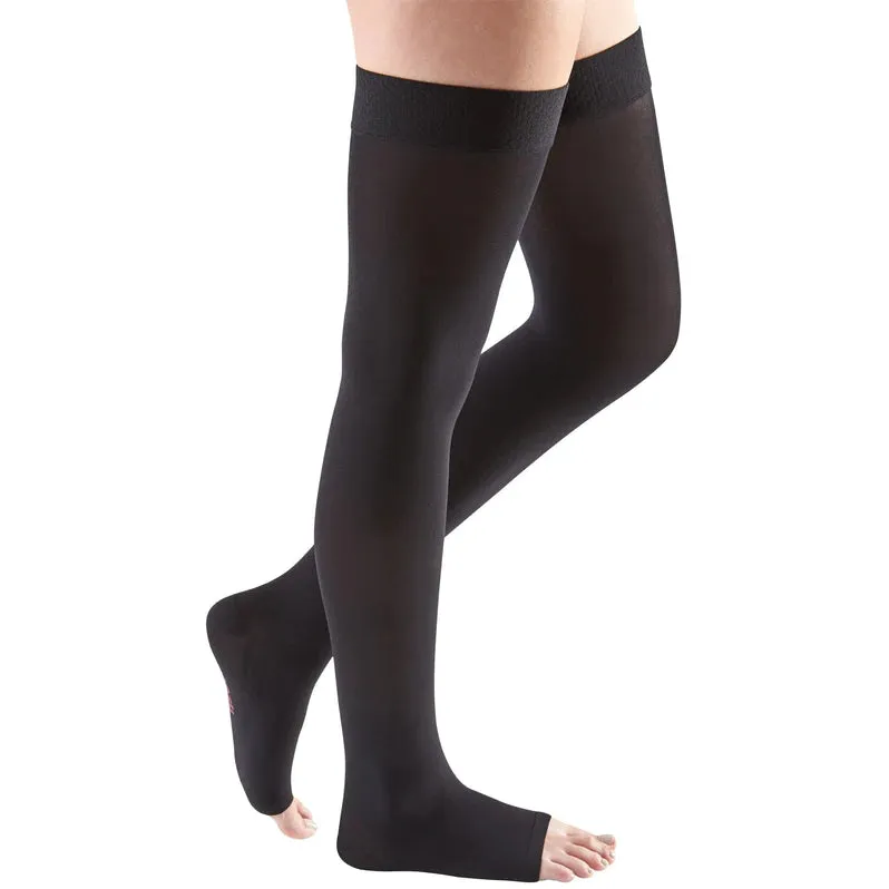 Medi Comfort 30-40mmHg Open Toe Thigh Length w/Silicone Top Band - Petite