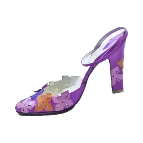 MICHEL PERRY Pink, Purple, and Orange Floral Leather Heels Size 5 1/2