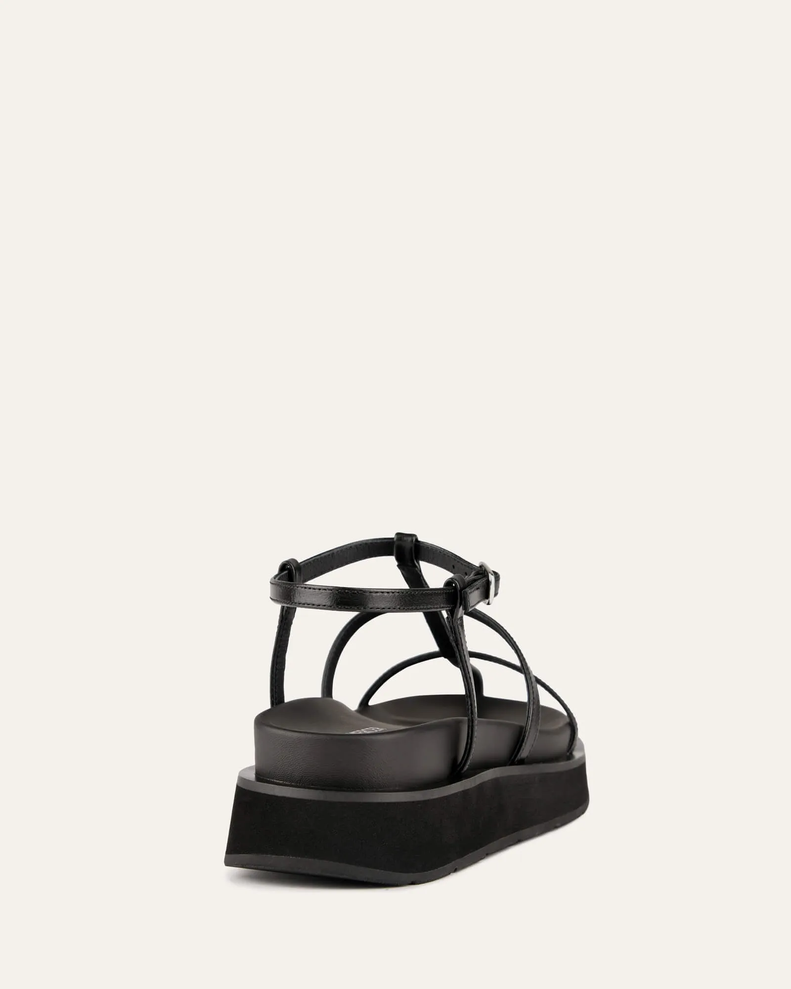 MINA FLAT SANDALS BLACK LEATHER