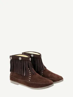 Montana West Fringe Trim Western Booties