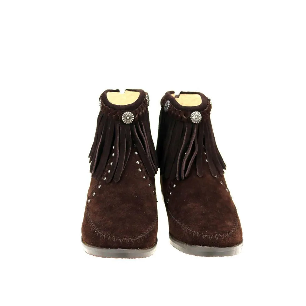 Montana West Fringe Trim Western Booties