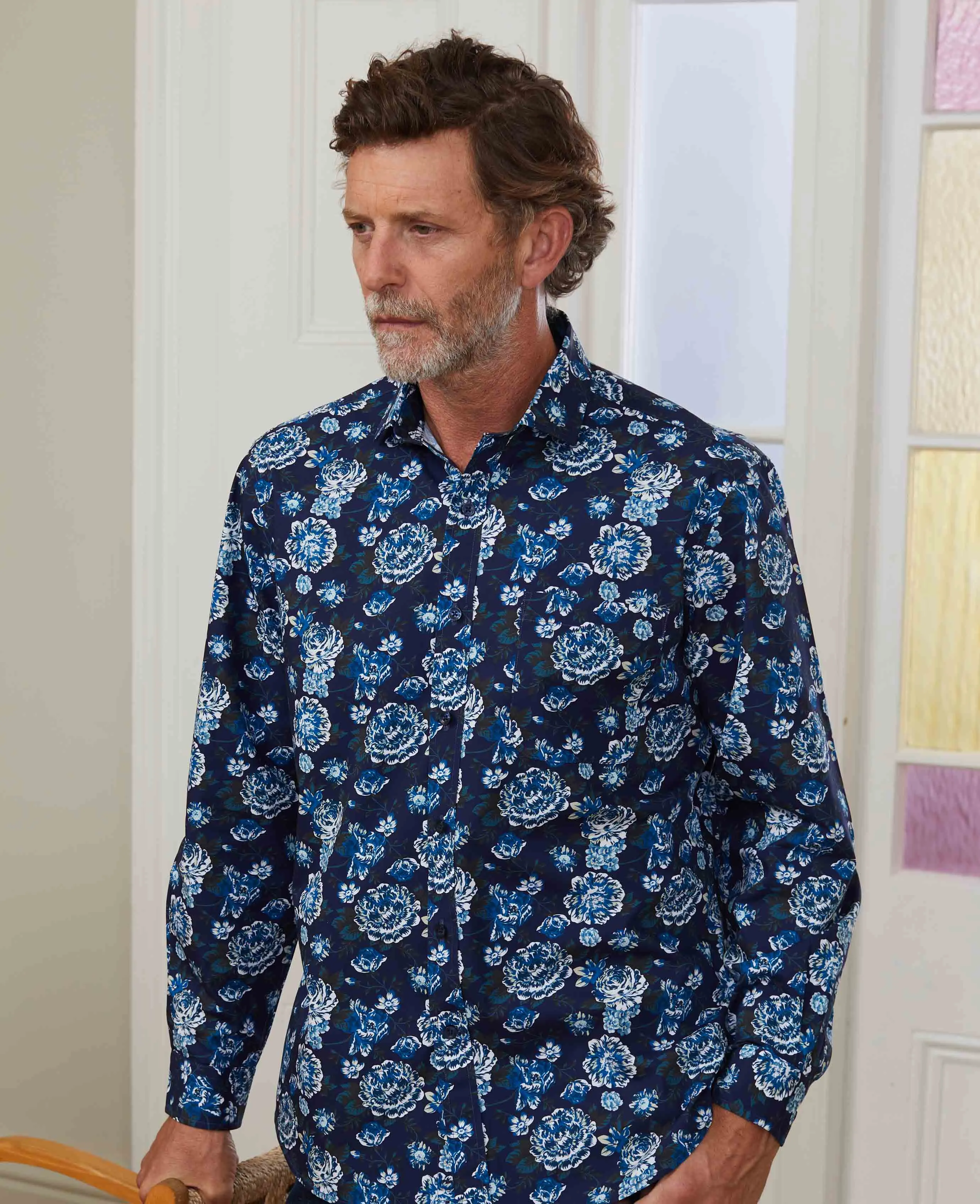 Navy Floral Shirt