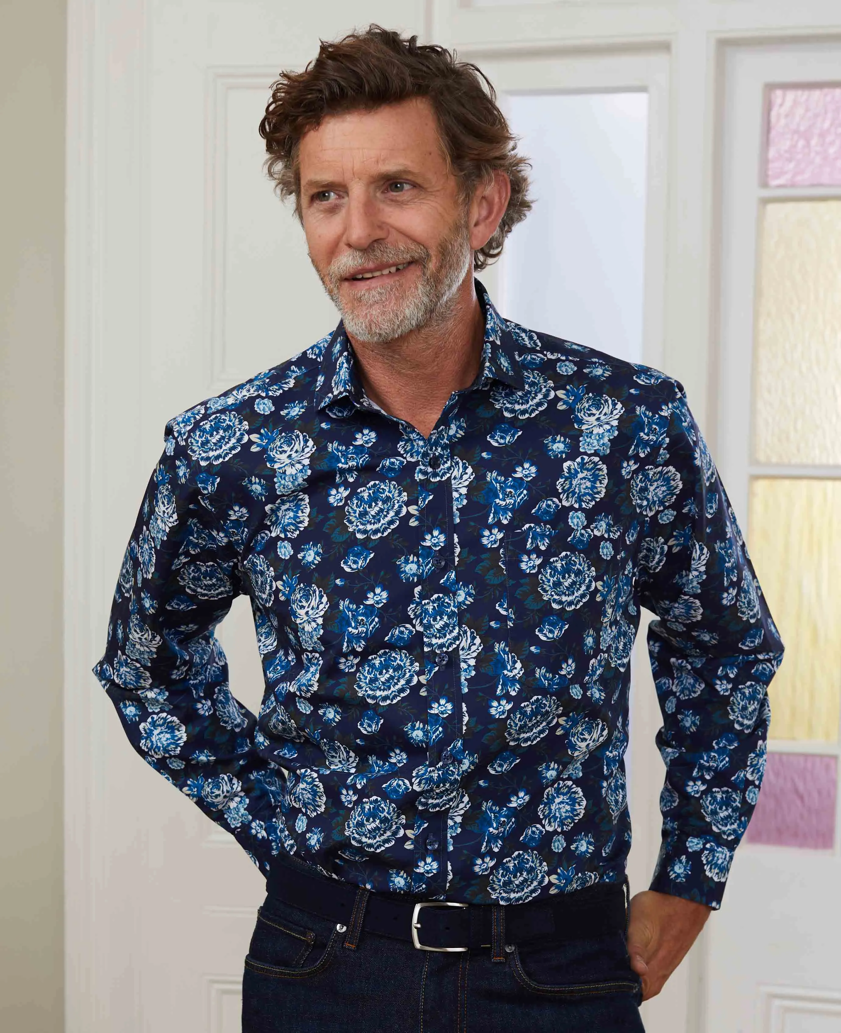 Navy Floral Shirt