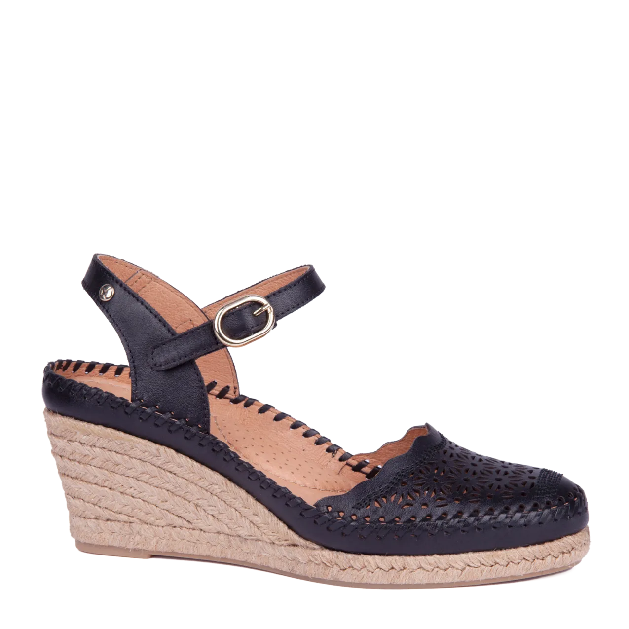 PIKOLINOS VILA W9Y-1508 ESPADRILLE WEDGE BLACK (50% OFF FINAL SALE)