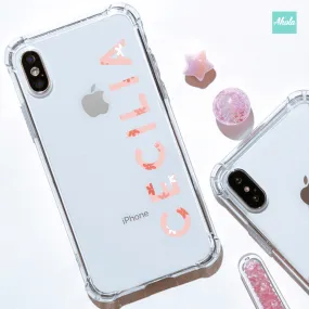 【Pink Florals】Soft TPU transparent phone case 粉色小花名字透明電話軟殼