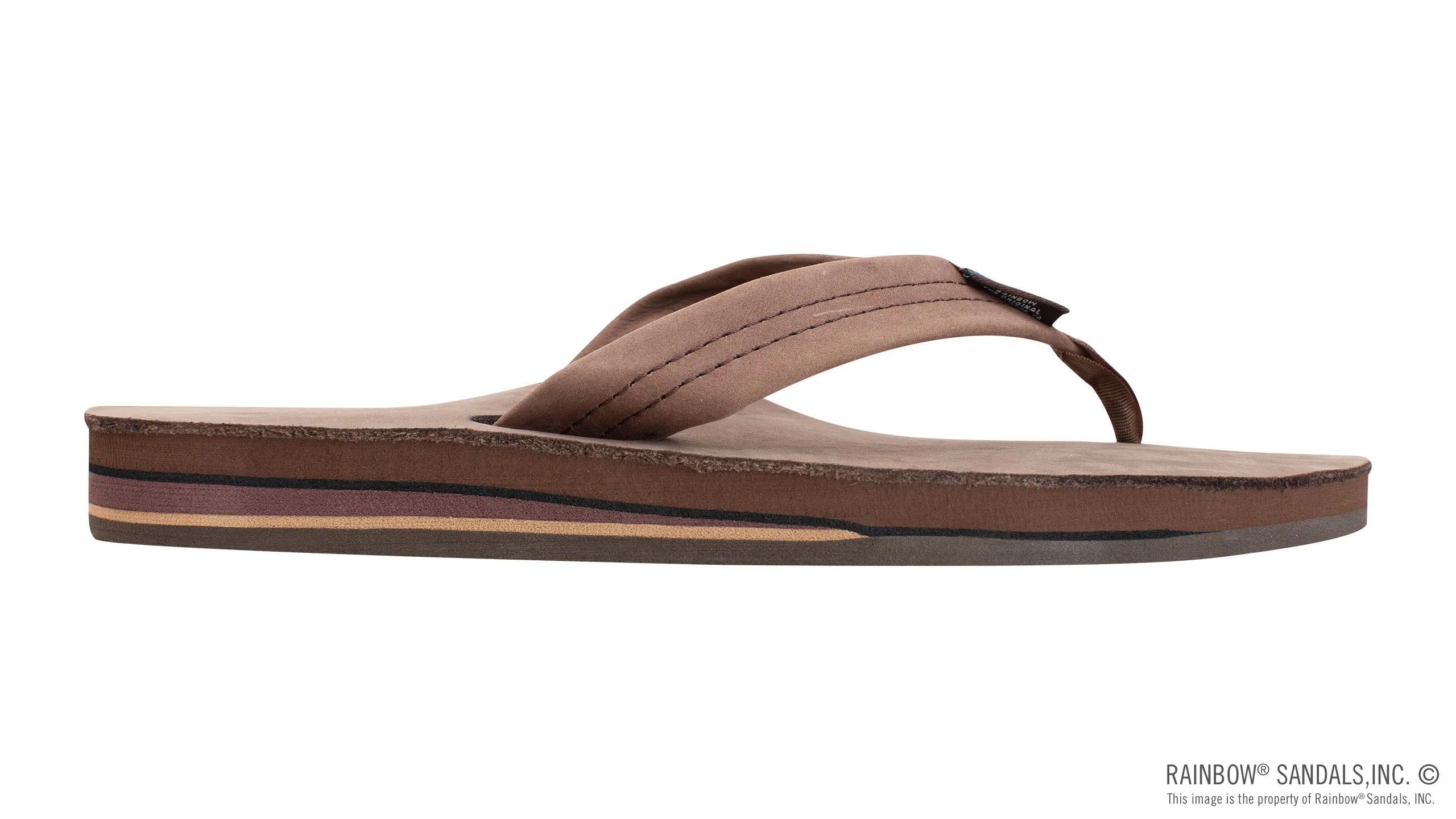 Rainbow Sandals Men's Double Layer Leather- 1" Strap - Expresso