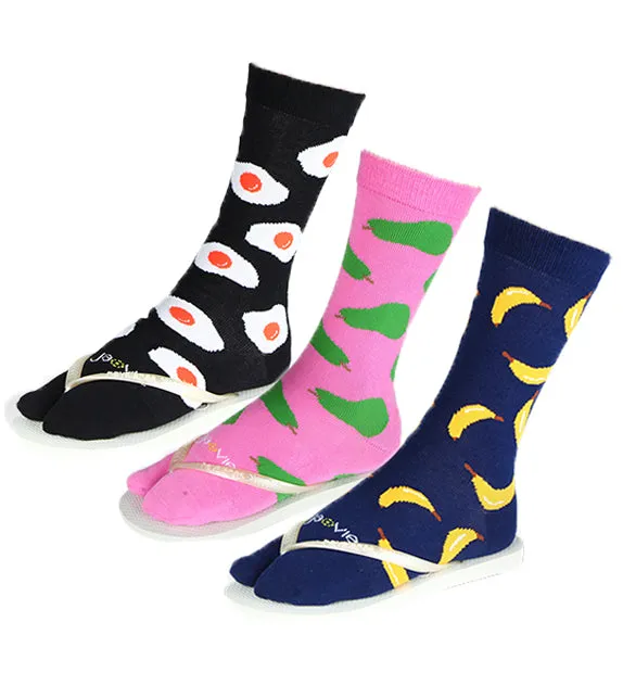 Split Toe Crew Socks - Bites - 3 Pack