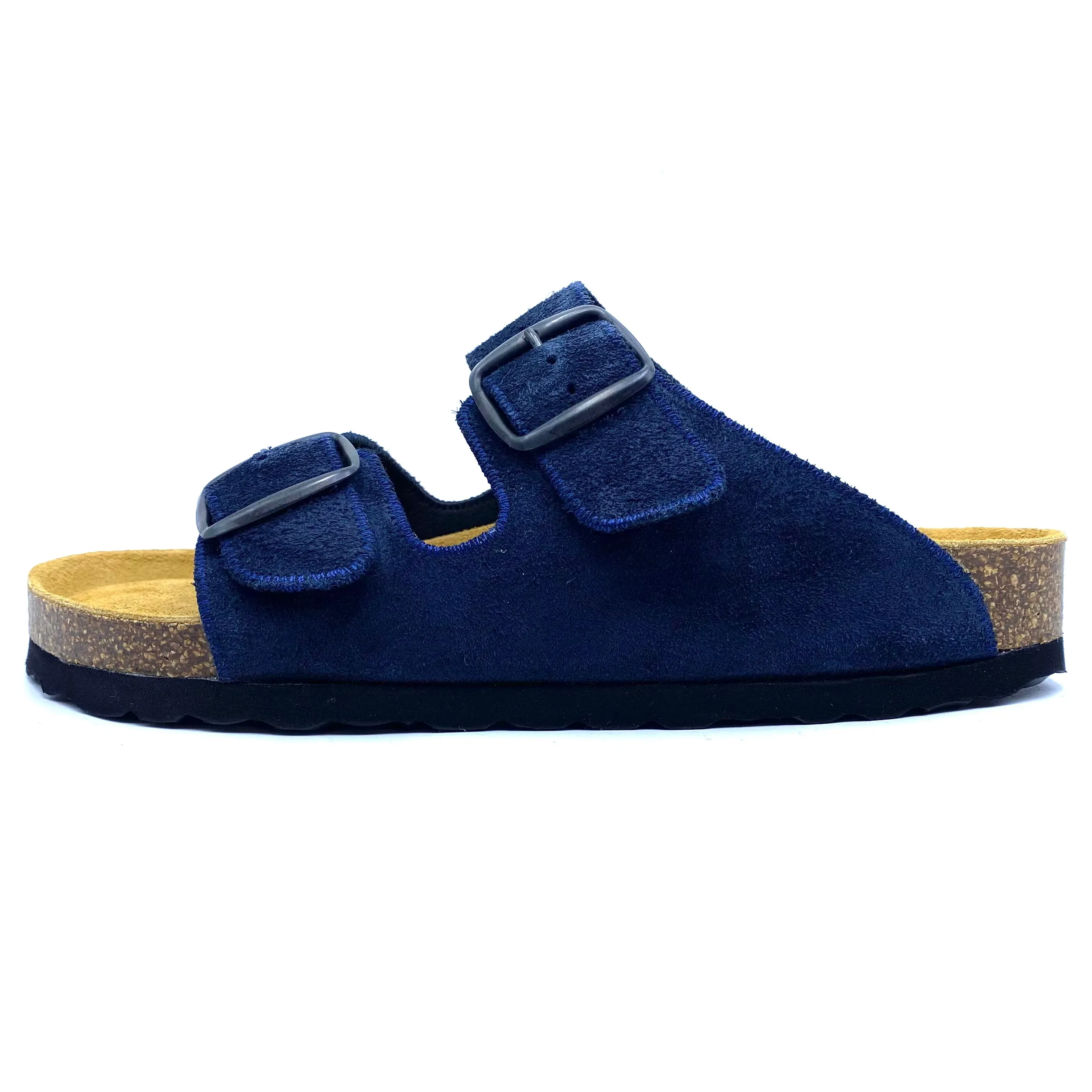 Thora 2-buckle Sandals | Premium Italian Suede Navy