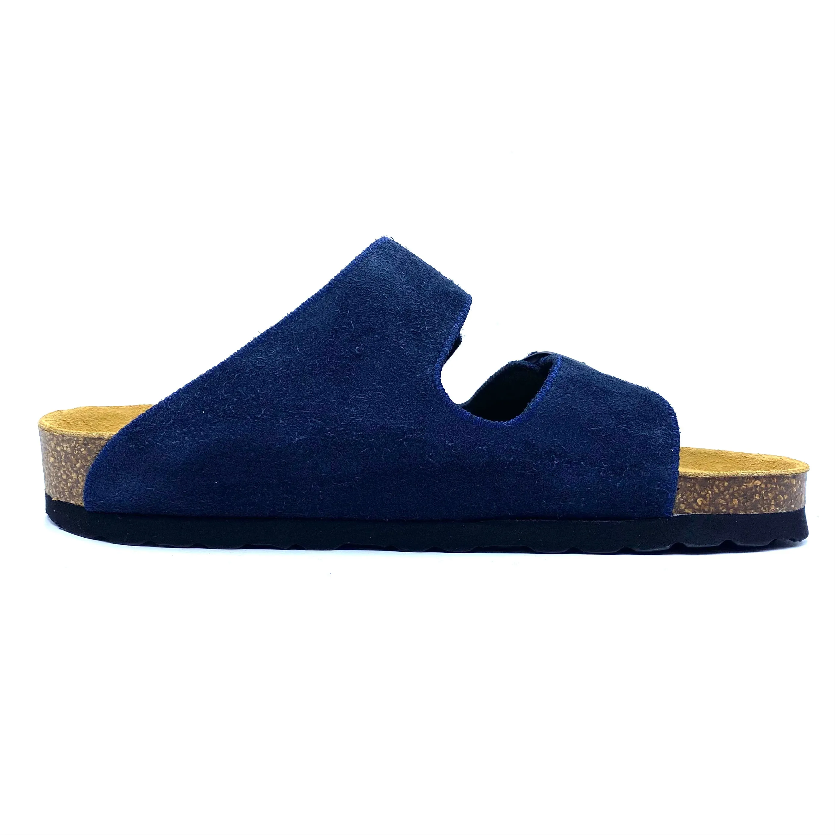 Thora 2-buckle Sandals | Premium Italian Suede Navy