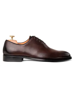 Wholecut Oxford  - Dark Brown Lace up (Hand Painted Patina)